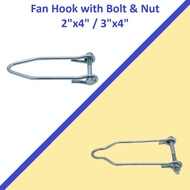 [2"x4" / 3"x4"] Ceiling Fan Hook with Bolt and Nut / Hook Kipas Gantung