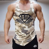 Gymshark Camo vest men s bodybuilding muscle fitness brothers air training exercise tight jeans swea