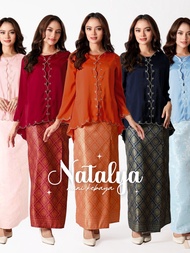 [NEESTYLE] NATALYA • Baju Raya 2024 Baju Kebaya Moden Satin Silk Sulam with Kain Songket Printed Baju Tunang Nikah