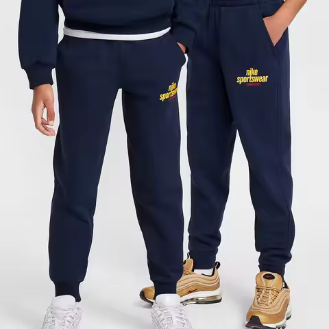 Nike Official Authentic Autumn & Winter New Big Kids Fleece Warm Cuffed Casual Pants HJ2660-451