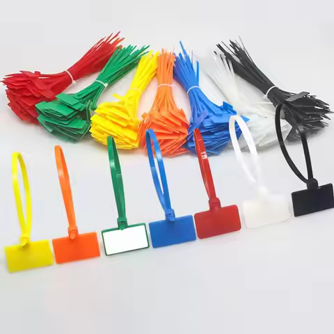100pcs Plastic Label Tag Labels Markers Mesh Wire Marker Nylon Ties Cable Ties Cable Tag Colorful Ta