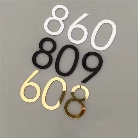 Self-adhesive 3D Numeral Plate Plaque Sign Gate Digits Number Tag Label Hotel Plastic 0 To 9 Plating