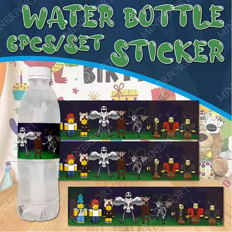 ROBLOX 99 Nights in Forest Water Bottle Sticker Cartoon for Halloween Baby Shower Birthday Party Bot