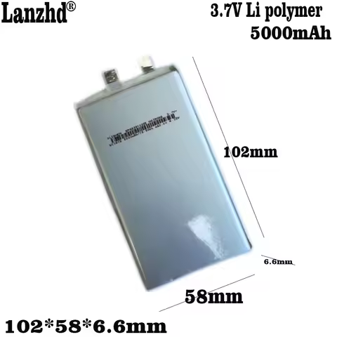 3.7V 5000mAh Rechargeable Polymer Lithium Li Lipo Battery 6658102 For PSP GPS ipod PAD MID Portable 