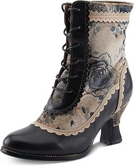 Bewitch-Prit Boots | Elegant Hand-Painted Leather Ankle Booties