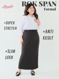 Atractiv Rok Span Hitam Big Size Stretch up to BB110kg+ Melar Nyaman Rok Panjang Scuba Karet Wanita 