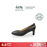 POLO CLUB รองเท้าหนัง รุ่น P1937 สีดำ | รองเท้าคัทชูผู้หญิง  รองเท้าส้นสูง รองเท้าทำงานผู้หญิง รองเท้าลำลอง