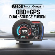 A520เกจ์วัดระบบดิจิทัล OBD + GPSเครื่องมือการวินิจฉัยสำหรับรถยนต์รถบรรทุก3.5in เตือนความเร็ว TFT