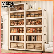 Foldable Storage Cabinet L60-80cm Storage Box Double Magnetic Doors With Roller Almari Baju