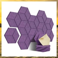 (HARB) 12Pcs Self-Adhesive Acoustic Panel Hexagon Y-Lined Sound Proof Panel High Density Fireproof W