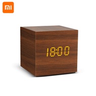 Xiaomi Alarm Clock LED Wooden Watch Table Voice Control Digital Wood Despertador USBAAA Powered Elec