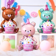Hot 4D Bear Foil Balloon Baby Birthday Photo Props Cartoon Aluminum Film Balloons Happy Birthday Par