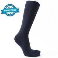 appleinmyeyes Black Men's Cotton Long Tube Five-finger Socks Japanese Cotton Sweat-absorbing Deodora