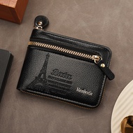 Men Short Wallet Zipper Multi-card Card Holder Document Holder Durable Mini Easy to Carry