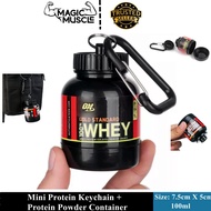 Gym Mini Protein Bottle Keychain - Protein & Supplement Powder Container - Powder Funnel KeyChain