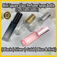 Premium Square Travel Size Perfume Glass Bottle with Spray head (5ml, 10ml, 20ml) | Botol kaca minya