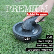 Merapi Original Stone Mortar and Pestle, Small Mini Size 12 Cm Premium| Traditional kitchen spice an
