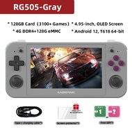 [Mian] คอนโซลเกมแบบพกพา RG505 ANBERNIC หน้าจอสัมผัส OLED 4.95นิ้วแอนดรอยด์12 T618 64บิตในตัว Joyctic