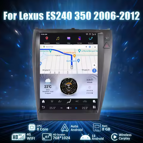 AuCar T-Style Car Stereo Android 13.0 Head Unit Car DVD Player Car Radio For Lexus ES240 350 2006-20