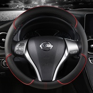 Microfiber Leather Car Steering Wheel Cover 38cm 15"for Nissan Versa Almera Primera Tiida Terrano Qa
