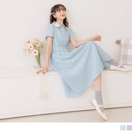 OB DESIGN ★ ELASTIC WAIST SHIRTS COLLAR SHORT SLEEVE MAXI DRESS ★ 2 COLOR ★ S-XXXL SIZE ★ PLUS SIZE