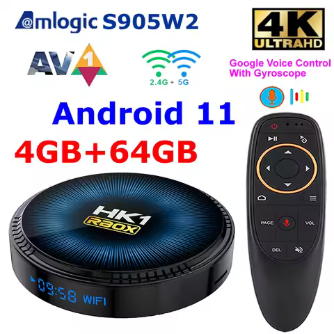 Android 11 TV Box HK1 RBOX W2 Amlogic S905W2 Smart TV BOX 4GB RAM 64GB ROM 2.4G/5G Dual Wifi BT 3D A