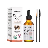 MOOYAM Organic Castor Oil 100% Pure Natural Cold Pressed Unrefined Castor Oil For Eyelashes, Eyebrows, Hair &amp; Skin