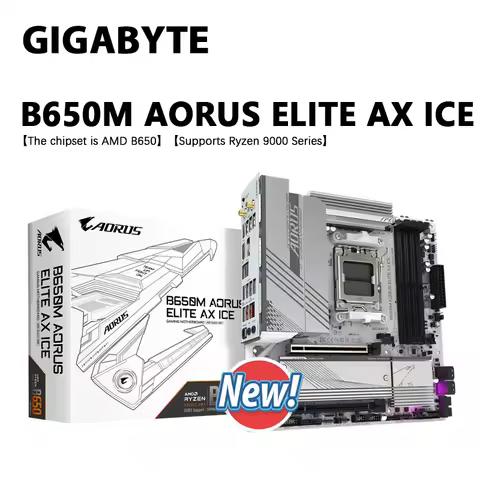 GIGABYTE New B650M AORUS ELITE AX ICE Micro-ATX AMD B650 DDR5 192GB DDR5 8000 (OC) MHz M.2 Wi-Fi 6E 