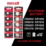 Maxell Lithium Cell Battery CR1632 / CR1220 / CR1620 / CR1616 / CR1216 / CR2032 / CR2016 / CR2025 / 