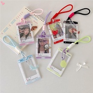 Cartoon Card Holder with Pendant , 3 Inch Sliding Cover Card Sleeve , Plastic Photocard Holder for I