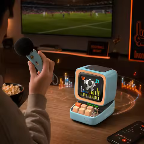 Divoom Ditoo-Pro Retro Pixel Art Bluetooth Portable Speaker Alarm Clock DIY LED Display Board, Cute 