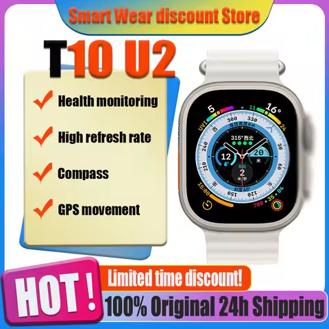 2025 Smart Watch T10 Ultra 2 Smartwatch Men 49mm Series 8 Metal Strap NFC Compass Waterproof For App