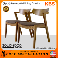 (FREE Installation+Shipping)(Set of 2) KBS Lenworth Solid Wood Dining Chairs / With Armrest / Walnut