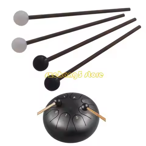 54DE 1Pair Steel Tongue Drum Mallets Glockenspiel Mallets Rubber Head Drumsticks Percussion Sticks w