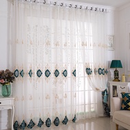 Embroidered Curtain Langsir Sliding Door white voile Window Curtain door 2/3 panels window drape tul
