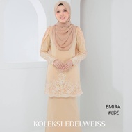 [SZ 36-50] Baju Kurung Moden Lace Plus Size Emira Nude  Koleksi Raya 2022