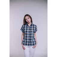 KEMEJA Women's plaid shirt short-sleeved flannel shirt/ realpict shirt/ women's casual shirt/ blouse