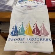 Brooks Booker Brothers ฤดูร้อนรอบคอผ้าฝ้ายหลวมแขนสั้นเสื้อยืดผู้ชาย