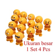 Emoji SMILE 1SET 4pcs - Car DASHBOARD Display Doll - Rocking Head Doll - Big Size SMILE