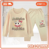 Baju Tidur Piyama Ballerina Cappucina Stelan Panjang Anak Perempuan Usia 1-10 thun KS-1860