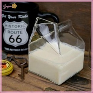 UVIGM> 1Pc 300ML Half Pint Milk Carton Style Creative Mini Creamer Jug Glass Milk Mug new