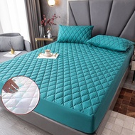 COD Quilted Waterproof Bed Sheet with Elastic Queen King Size Solid Color Mattress Protector for Dou
