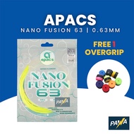 APACS Nano Fusion 63 Badminton String 0.63mm – High Repulsion, Superior Control (1 String Free 1 Ove