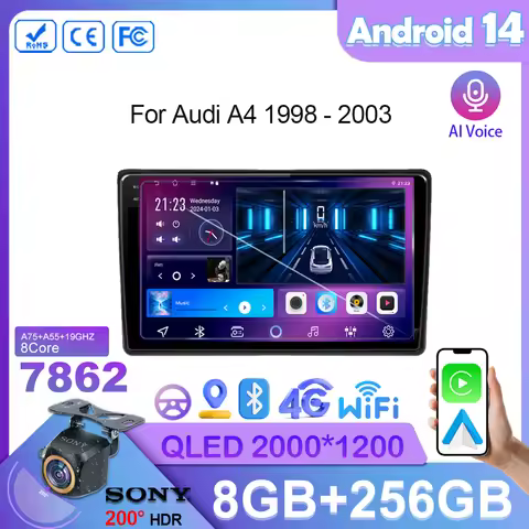 Android 14 For Audi A4 1998 - 2003 S4 RS4 8E 8F B9 B7 Car Dvd Radio Stereo Multimedia Player GPS Nav