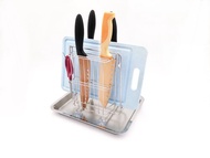 不鏽鋼雙面刀架附水盤　砧板架　廚房收納架置物架　304不鏽鋼