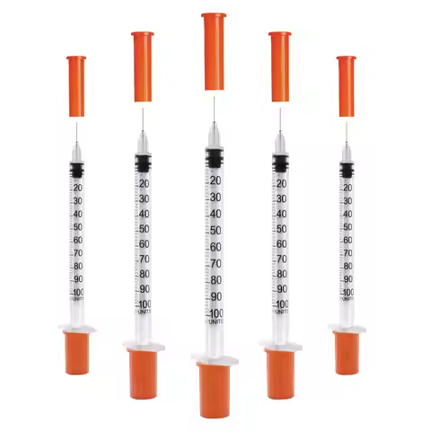 100pcs 1ml/1cc Sterile Insulin Syringe With 31G 8mm Needle and Orange Cap, Individually Packed Injec