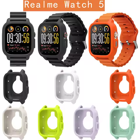 Screen Protector Case For Realme Watch 5 Smartwatch Soft Silicone TPU Protective Bumper Shell Cover 