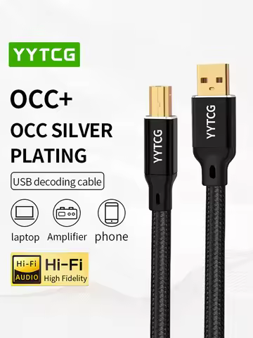 YYTCG Hifi USB Cable High Quality OCC Silver Plating DAC A-B C-B C-C Digital AB Audio Type A to Type
