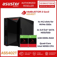 ASK SELLER WA0193710000 0TB~48TB ASUSTOR AS5402T 2-Bay Nas Enclosure Kits