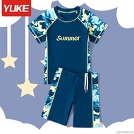 YUKE Swimming Suit Kid Two Piece Swimming Pool Sun Protection Swimsuit Boy Training Swimwear